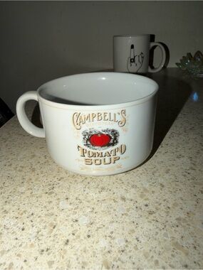 White Campbell’s Tomato Soup Ceramic Soup Mug - Red Accent
